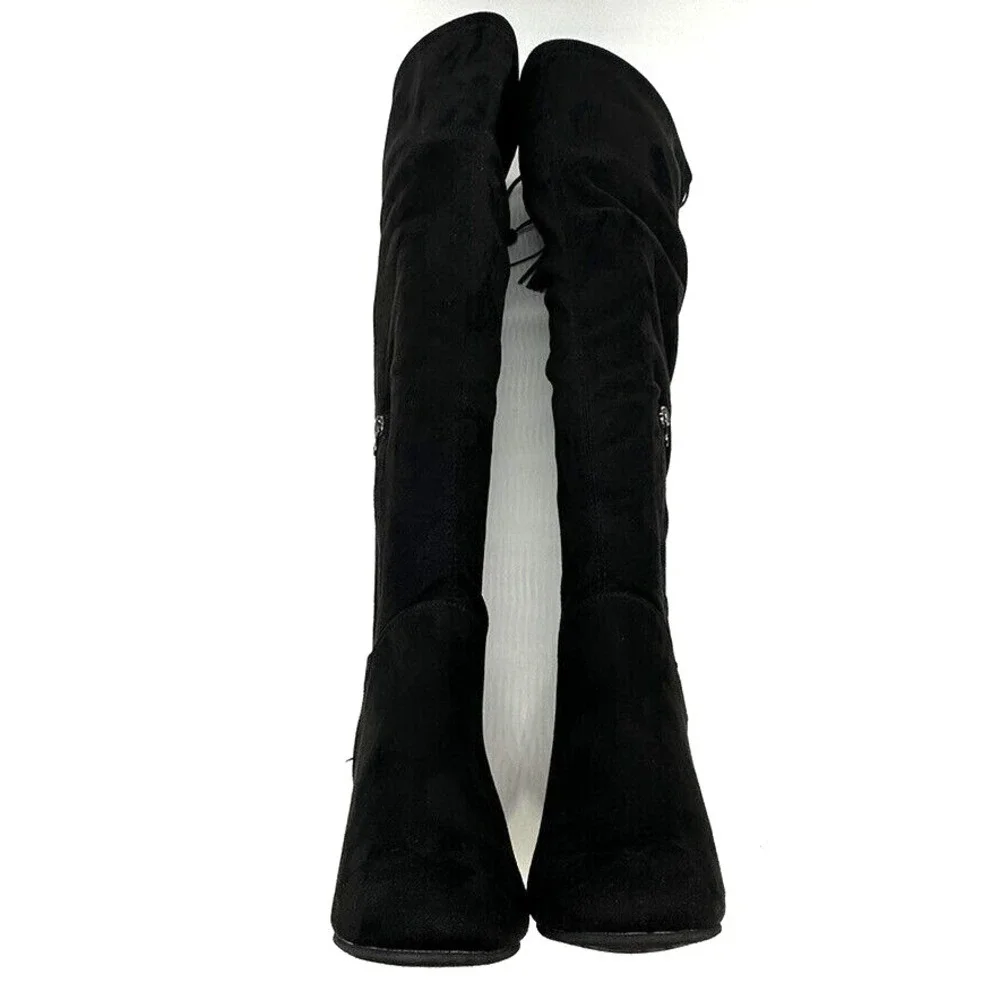 J. Renee Calcari Womens Size 9 W Suede Croc Print Heel Over The Knee Boots
